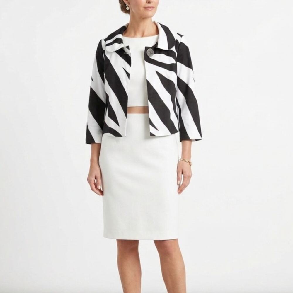 Sandro SportwearZebra Print Jacket Black White Cropped Button Front Women M